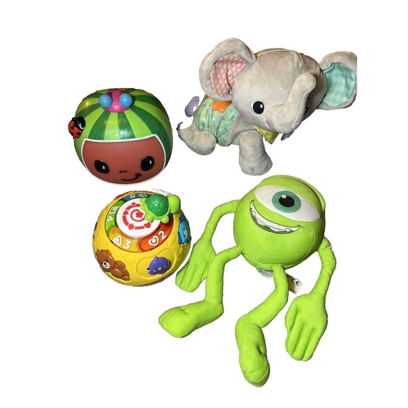Toddler Toy Lot 4 Item Vtech Wiggle and Crawl Ball Elephant Disney Monsters Coco - Picture 1 of 16